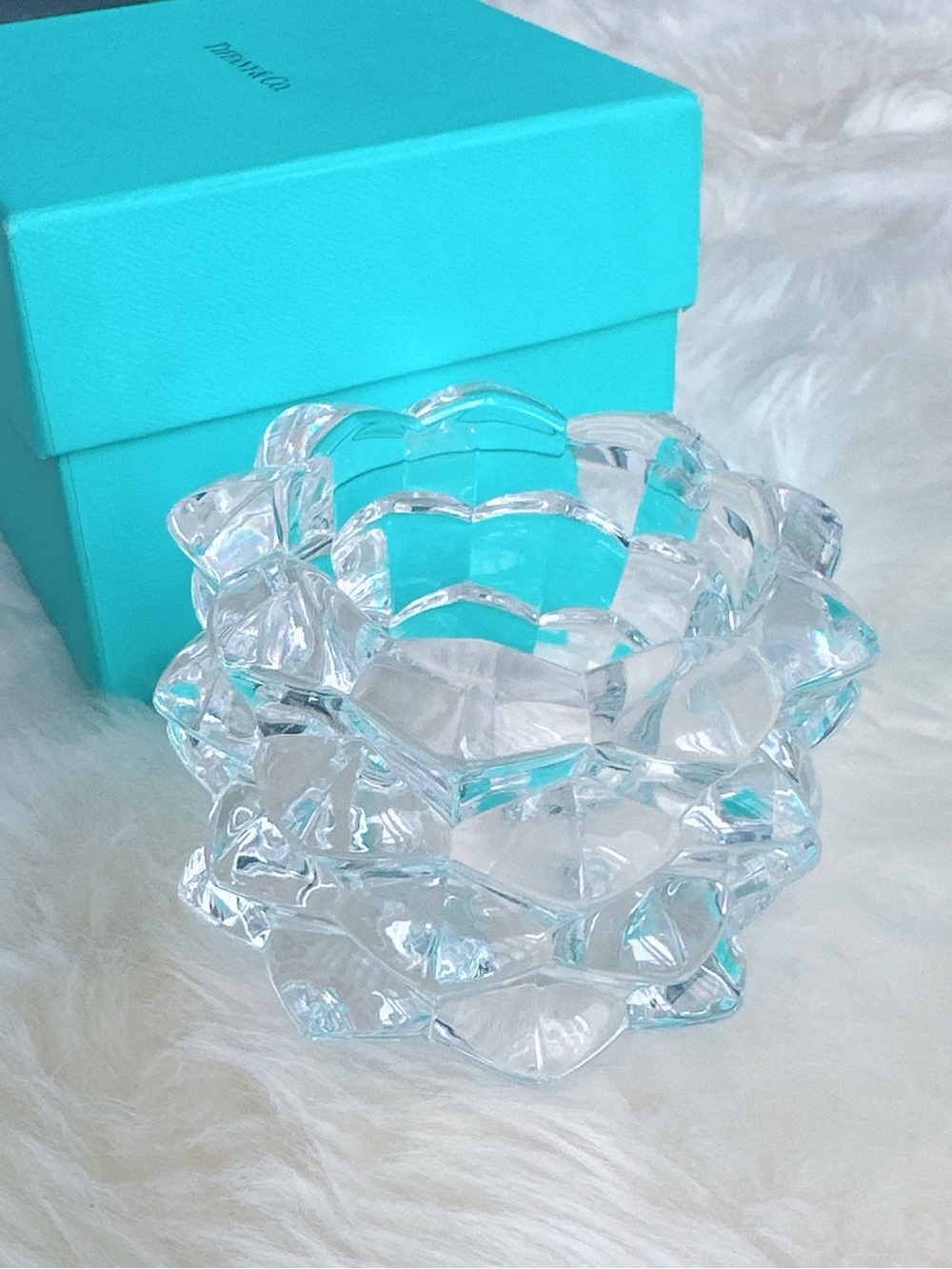 Tiffany & Co. Pinecone Clear Sculpted Crystal votive candle